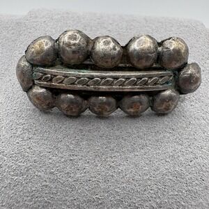 Vintage Sterling Silver Mexico Beaded Bar Brooch Pin Pinback Vintage